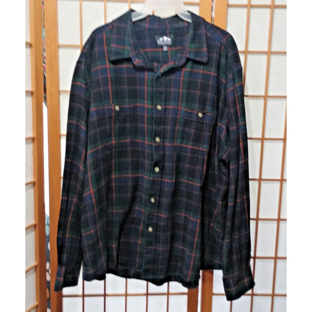 Pacific Outfitters Flannel Shirt Mens 2XL Plaid Cotton Button Up Outdoors Workw